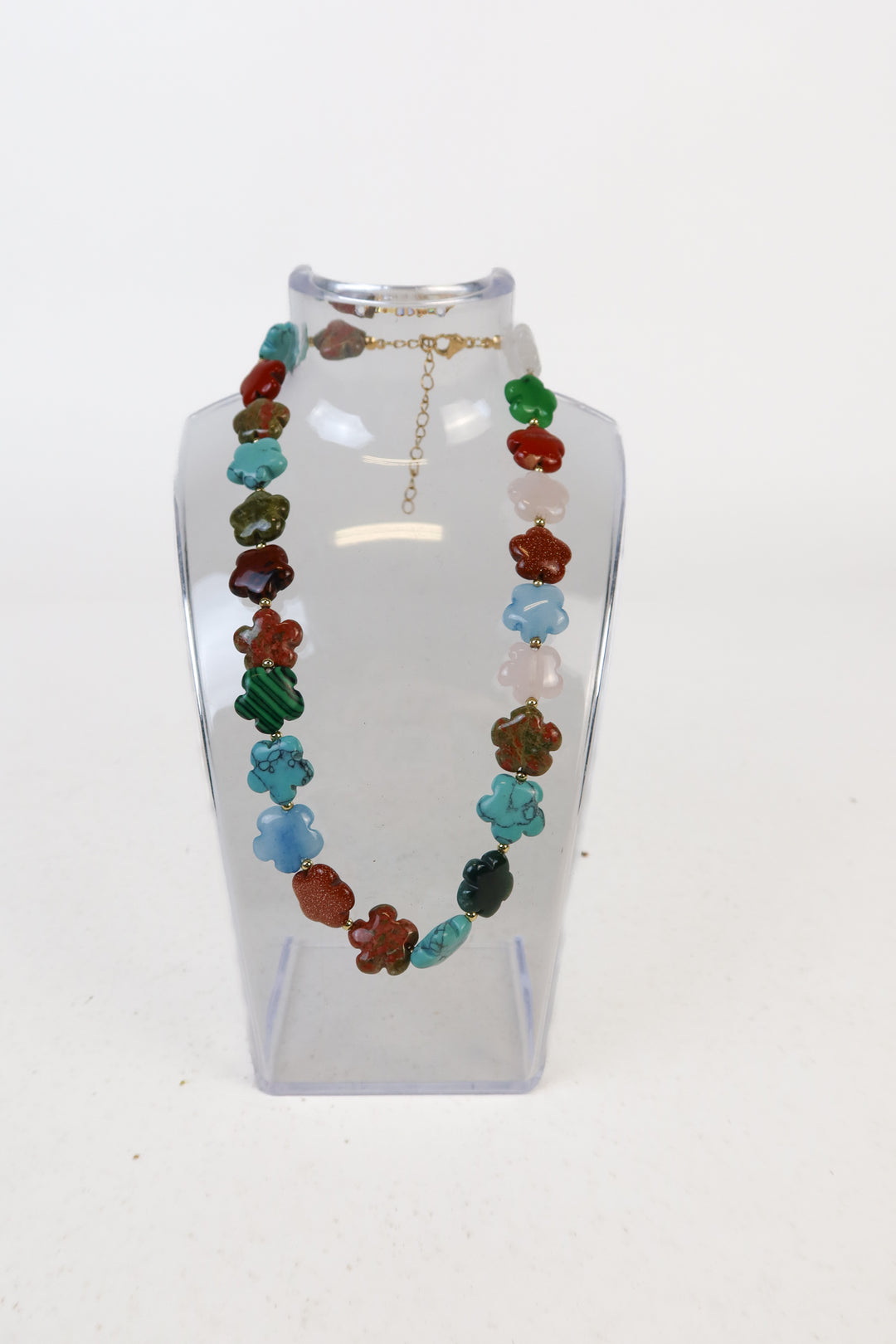 Multicolor Flower Shaped Stone Necklace