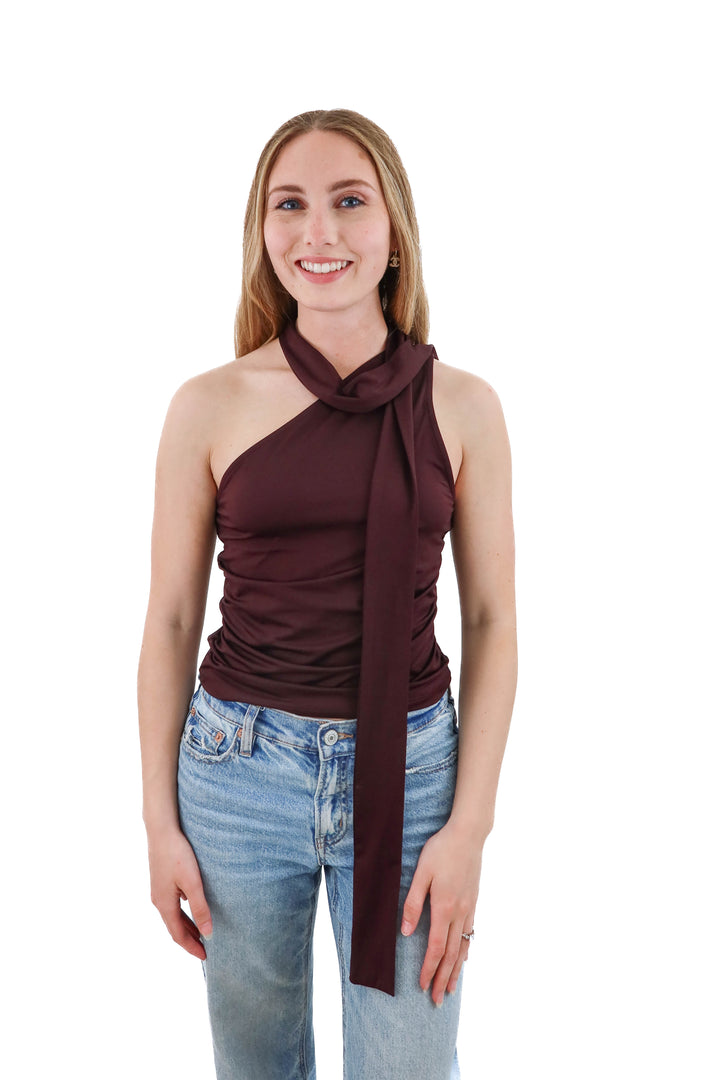 h&m divided brown one shoulder top NWT (s)