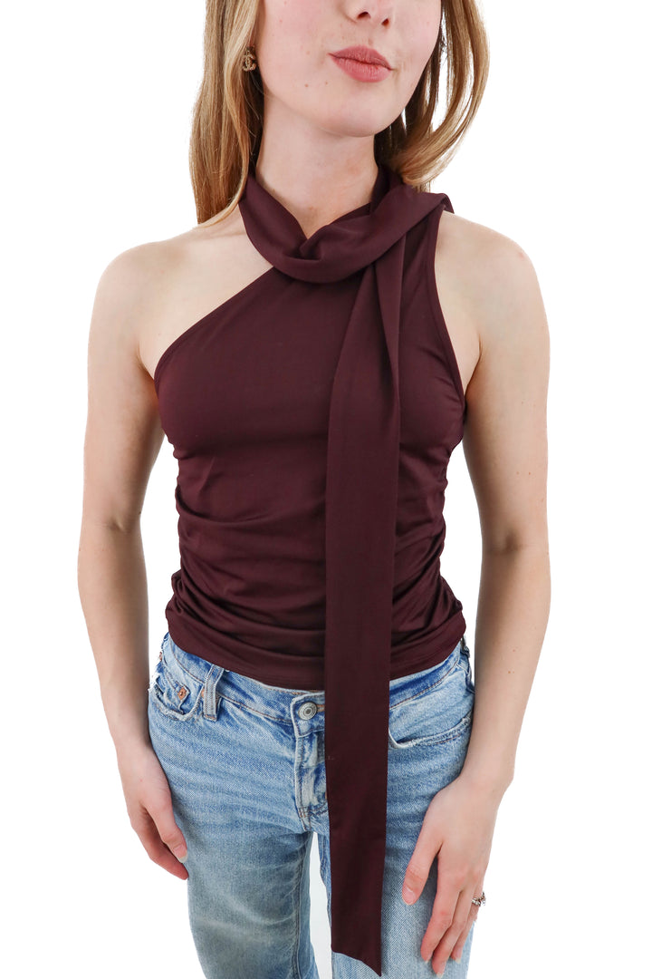 h&m divided brown one shoulder top NWT (s)