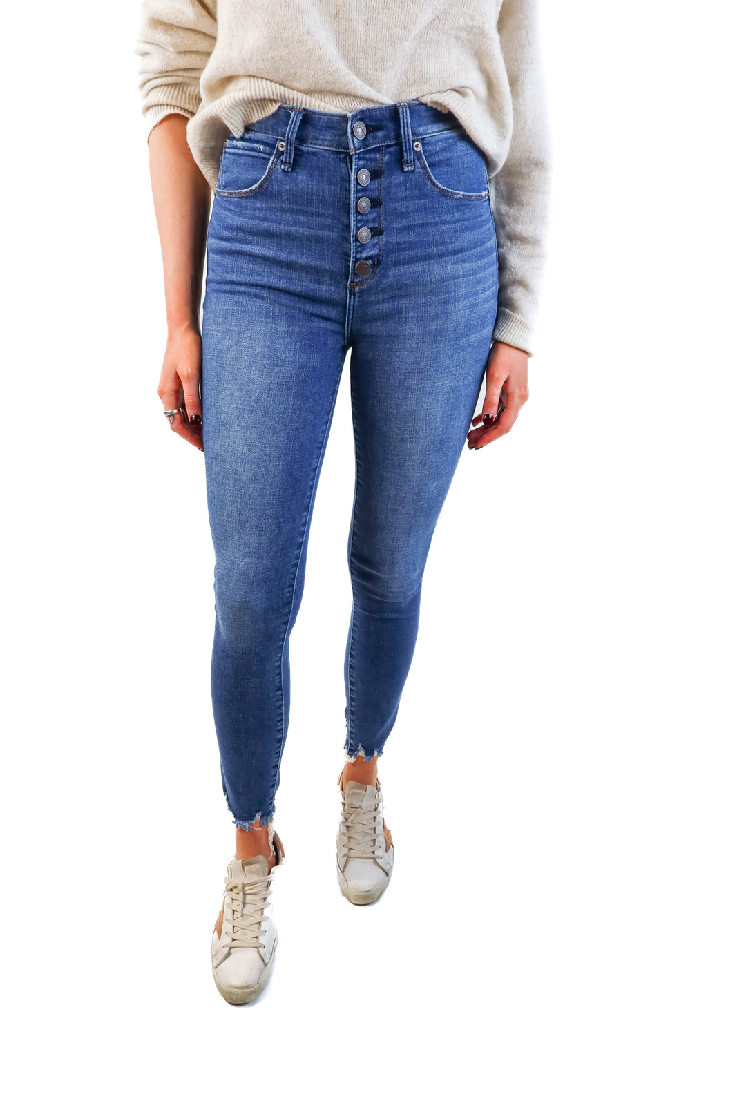 Abercrombie & fitch medium wash high rise ankle jeans (26/2L)