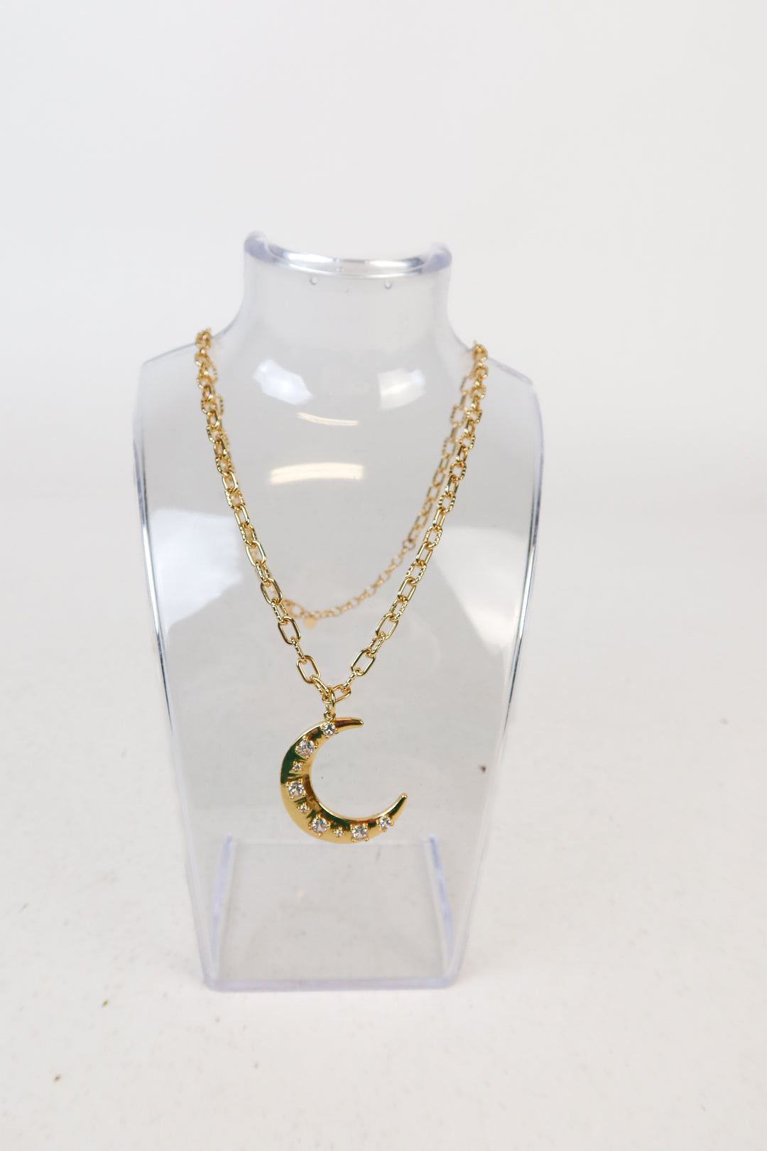 Gold Crescent Moon Pendant Necklace