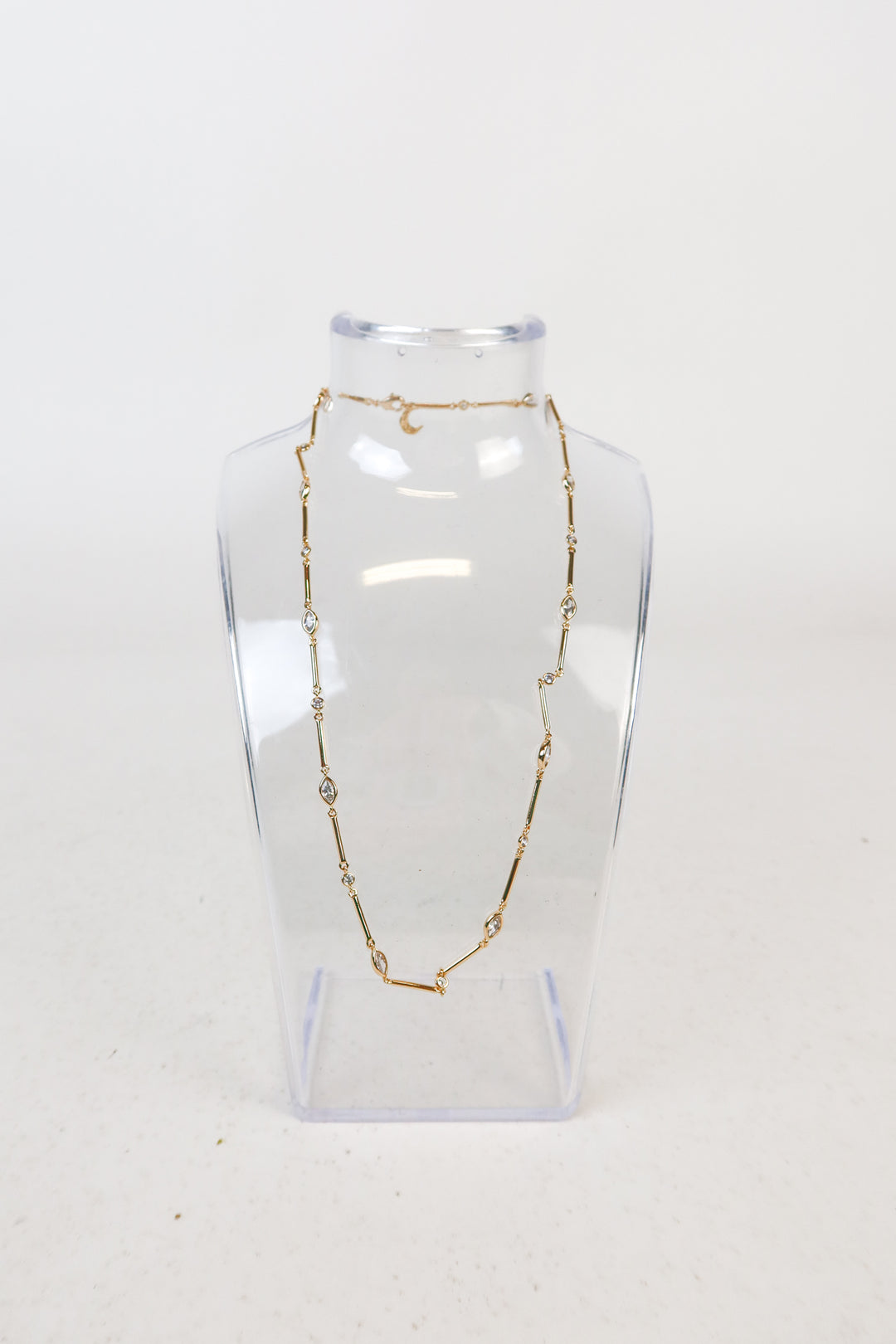 Lili Claspe Gold/Crystal Bar Chain Necklace NWOT