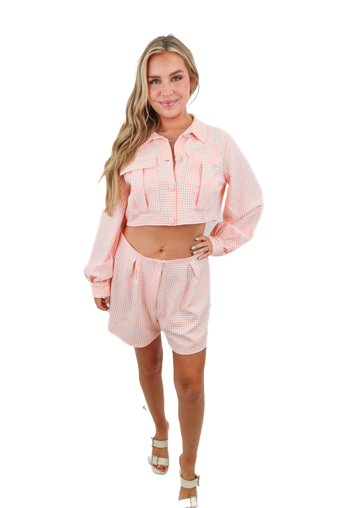 asos peach houndstooth set (10)