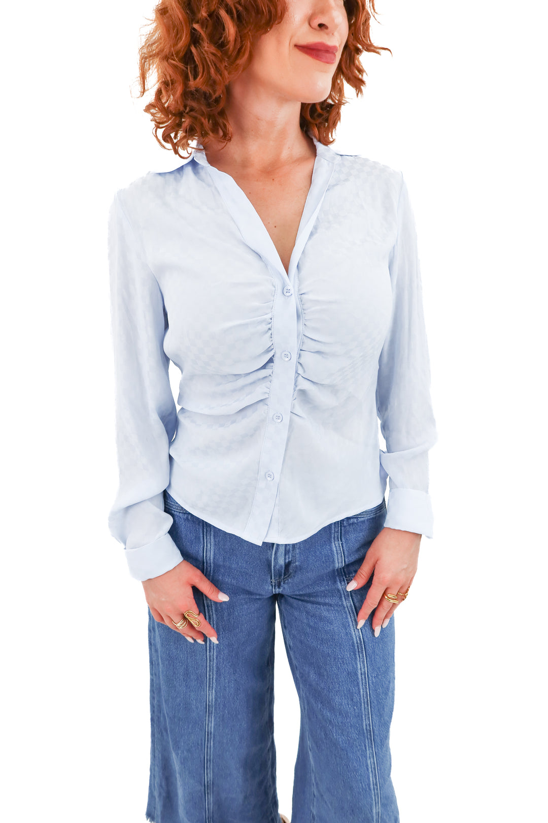 fabrik blue checkered top (m)