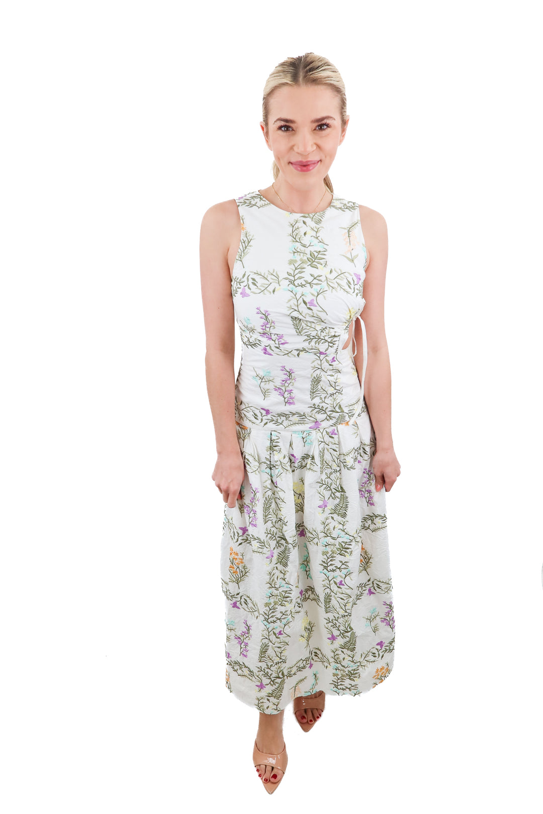 anthropologie white floral crinkle maxi dress NWT (xxsp; retail $248)