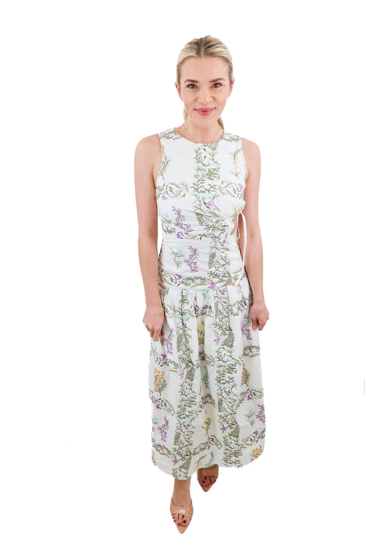 anthropologie white floral crinkle maxi dress NWT (xxsp; retail $248)