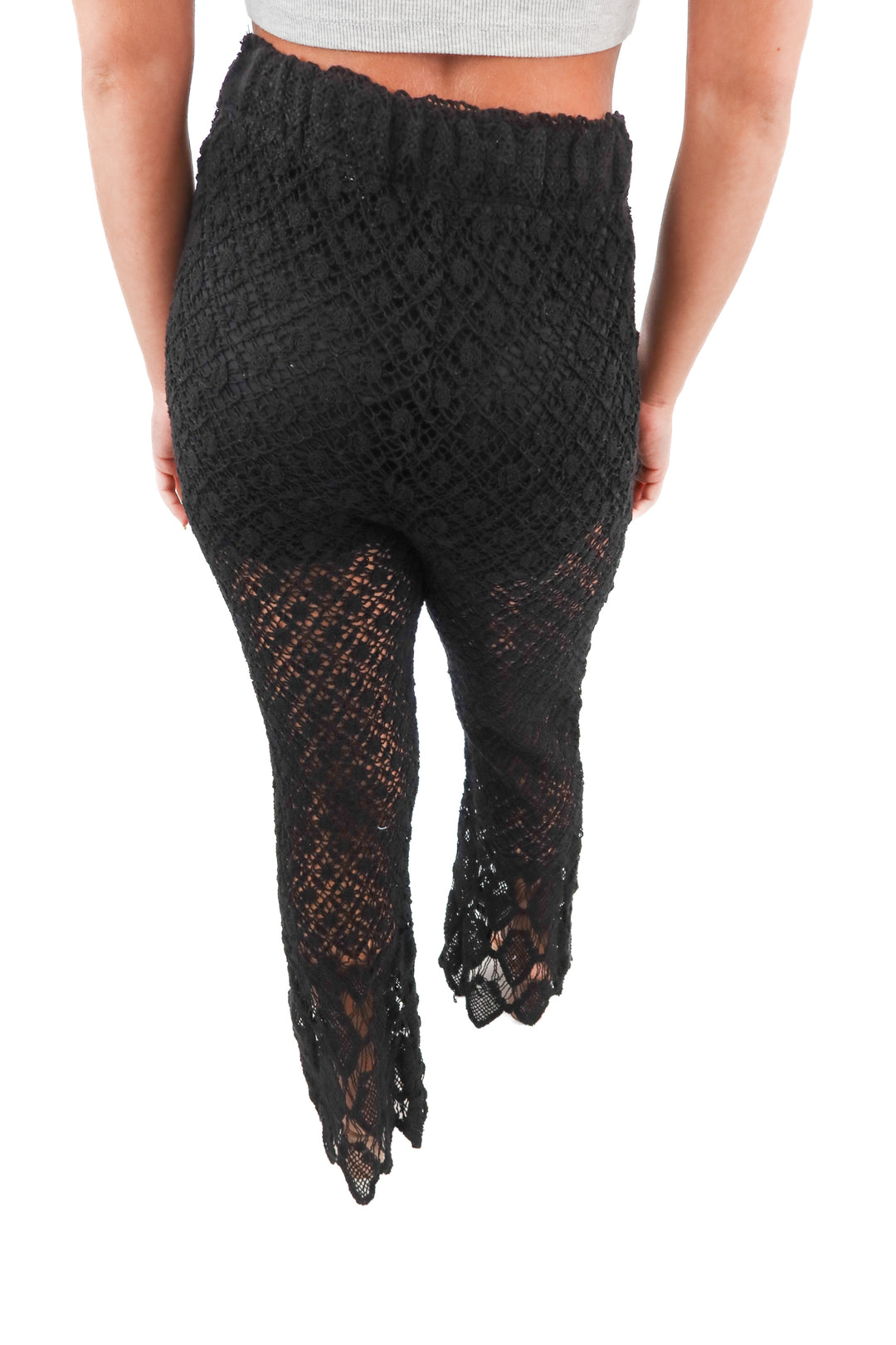 zara black crochet pants (S)