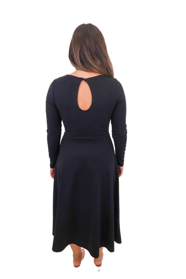 fashion nova black long sleeve maxi dress (m)