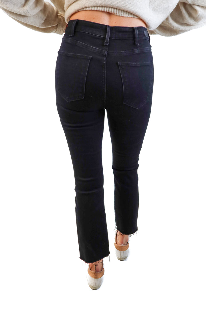 Abercrombie & Fitch black high rise ankle flare jeans (27/4r)