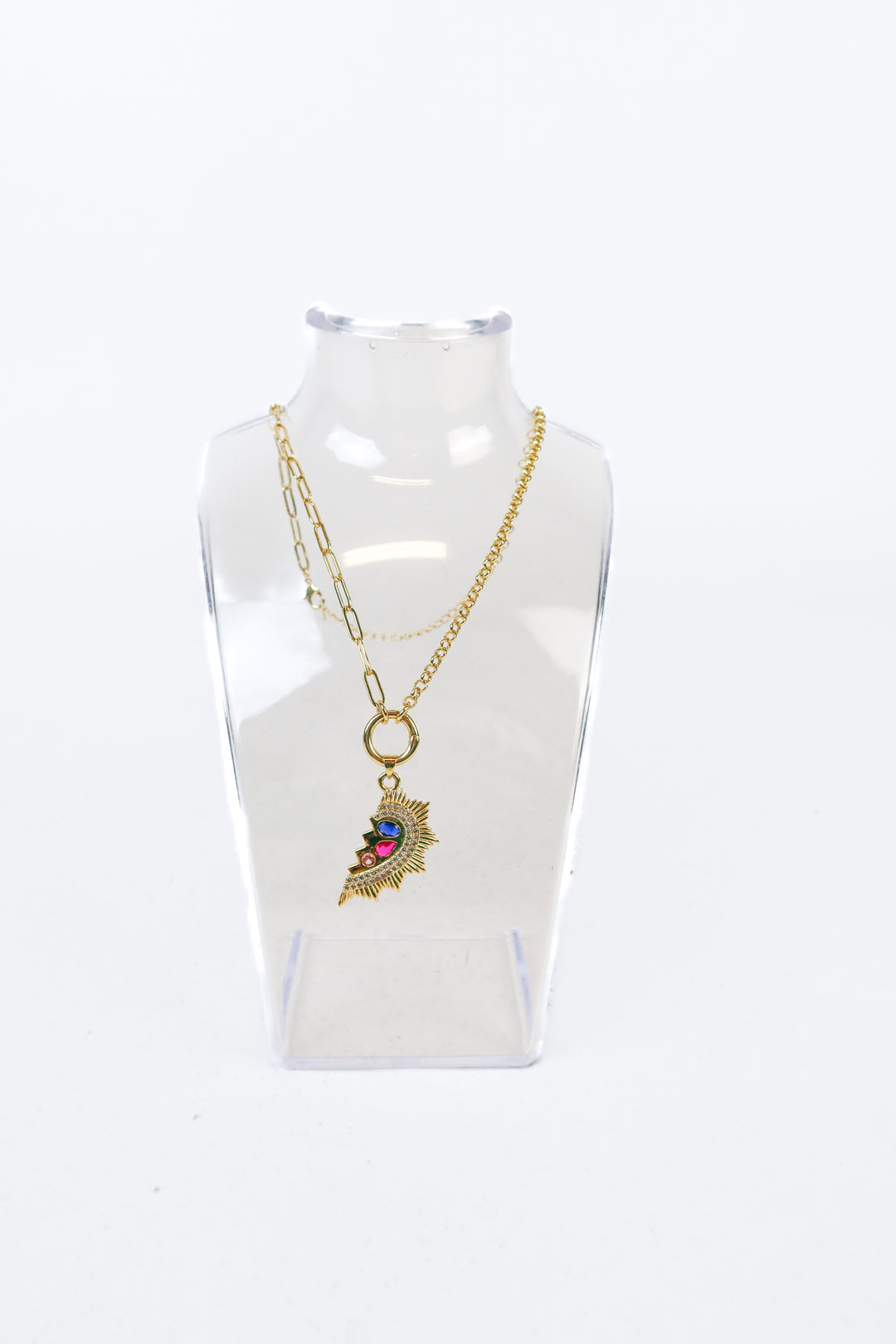 Gold Half Jagged Heart Pendant Necklace