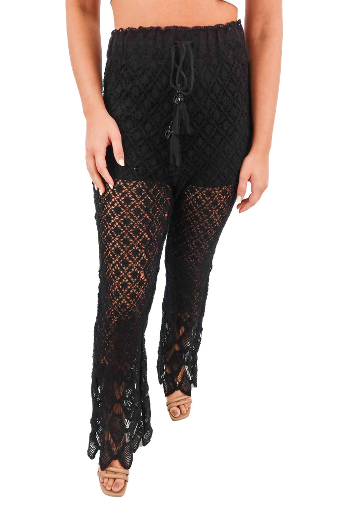 zara black crochet pants (S)