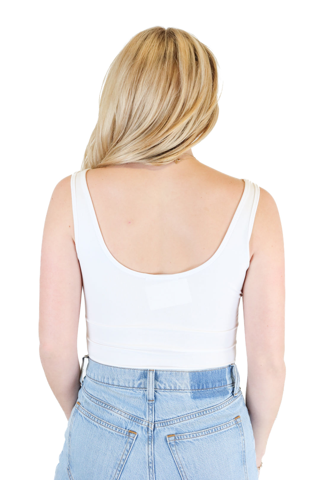 Sunro Collection White Scoop Neck Tank Bodysuit (XS)