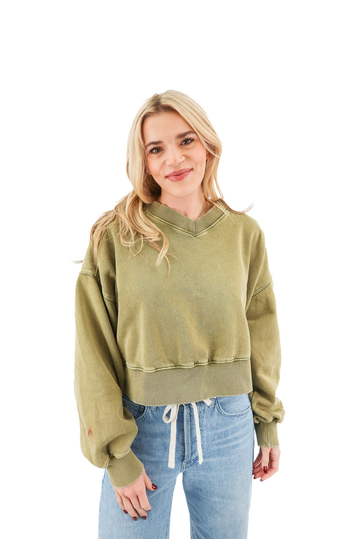 fp movement green pullover sweatshirt (S; retail $98)