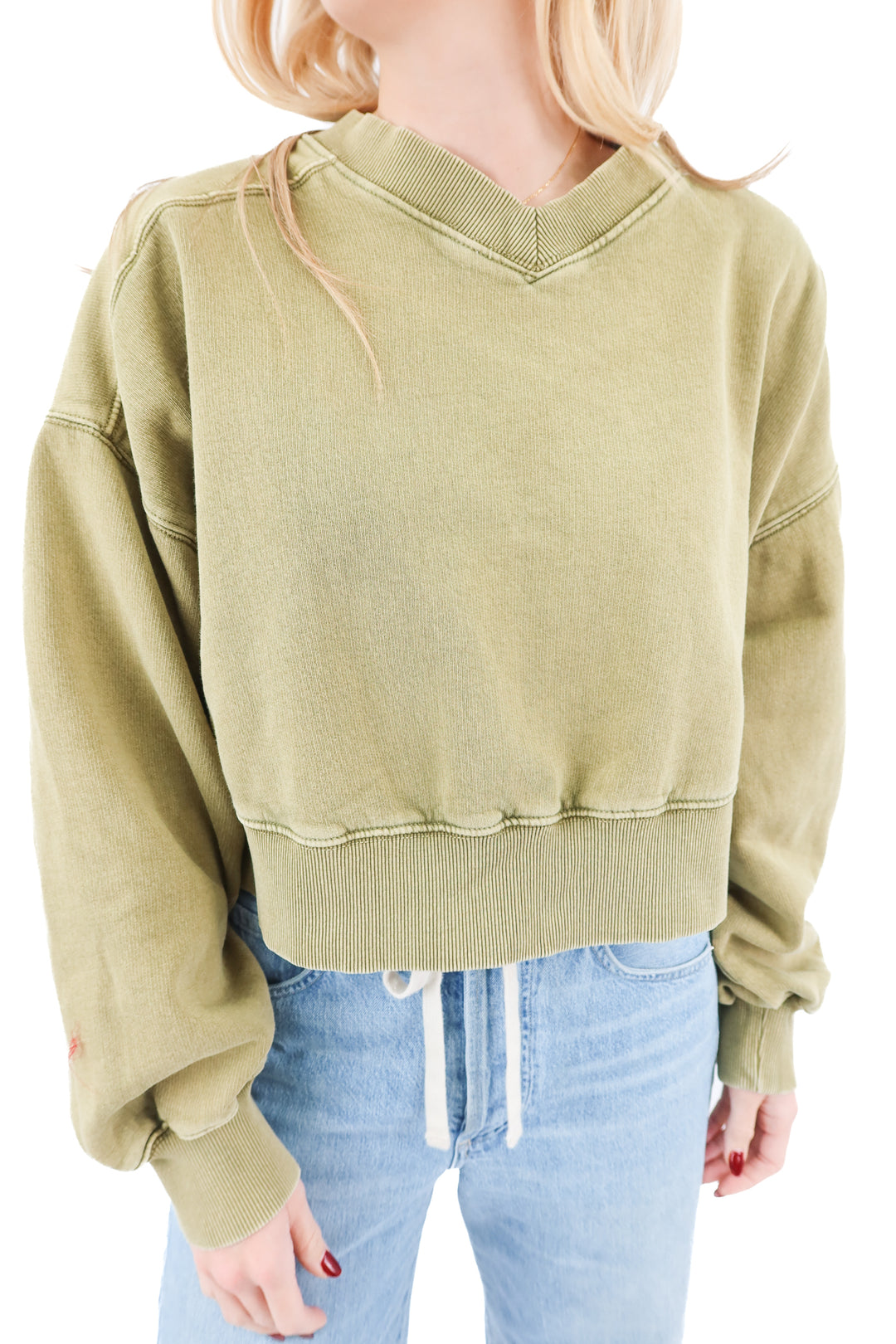 fp movement green pullover sweatshirt (S; retail $98)