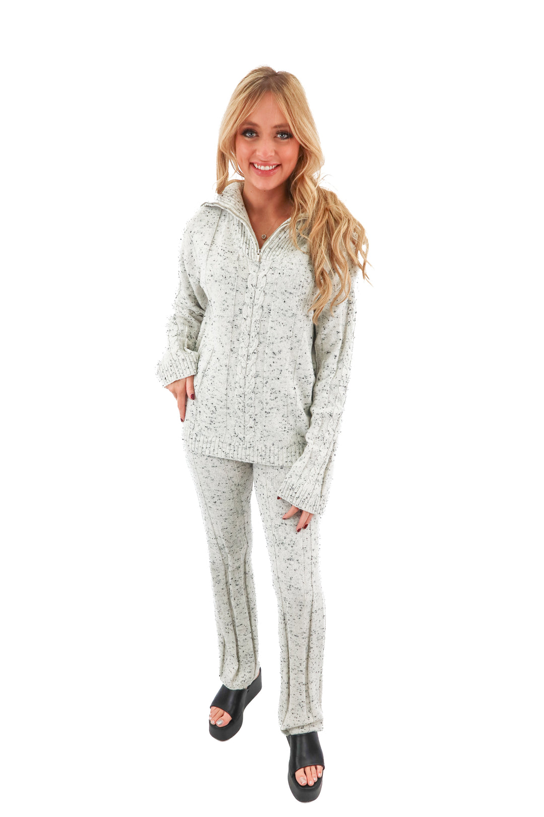 4th + reckless white speckled knit set (s)
