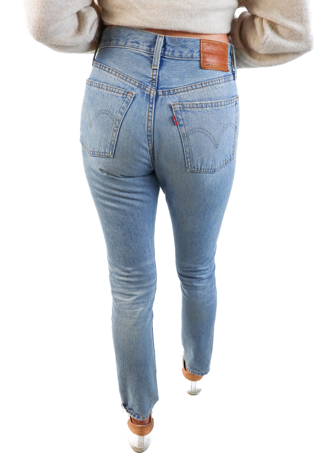 Levi’s light wash straight leg denim (W25/L30; retails for $98)