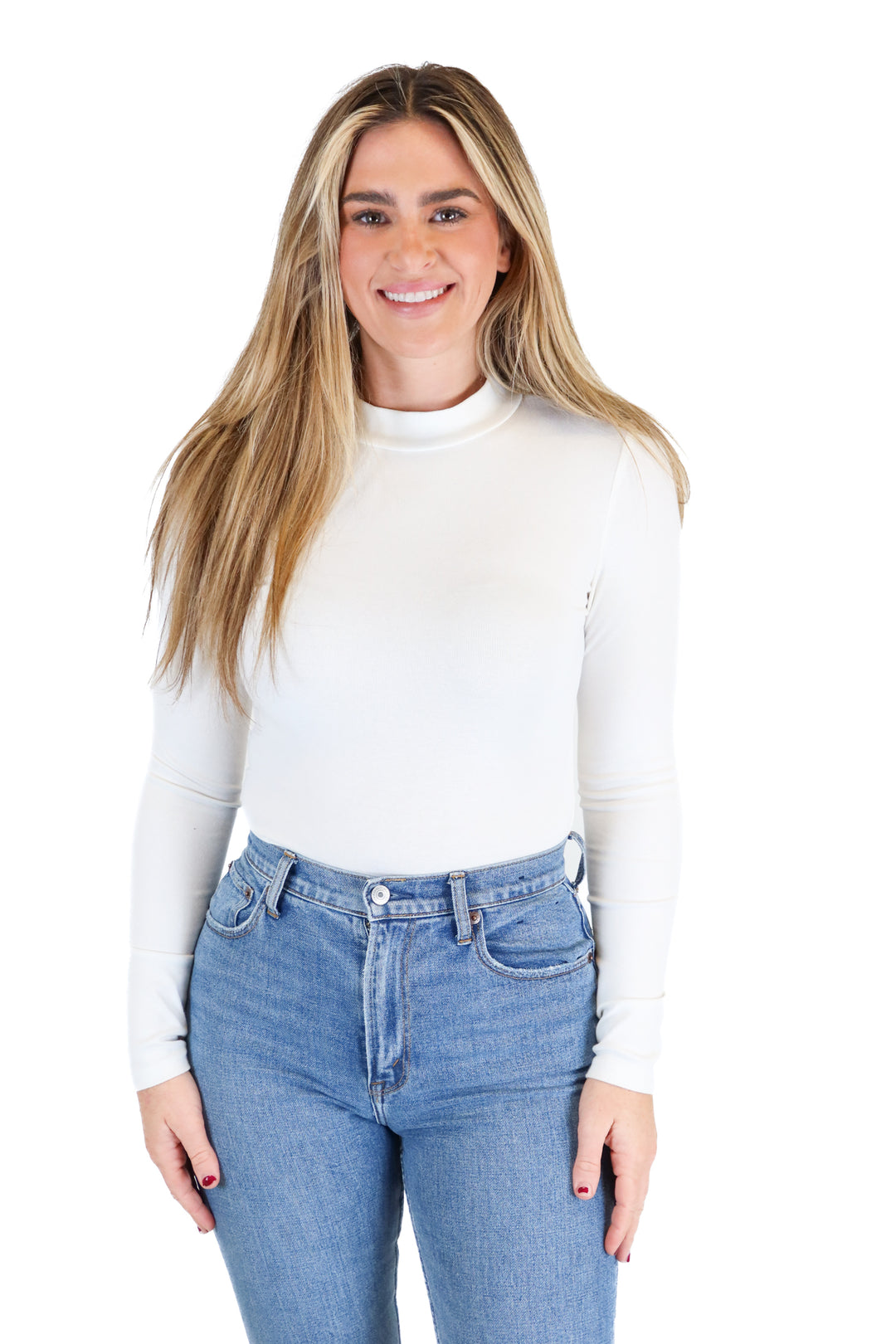 Kittenish White Mock Turtleneck Bodysuit (S)