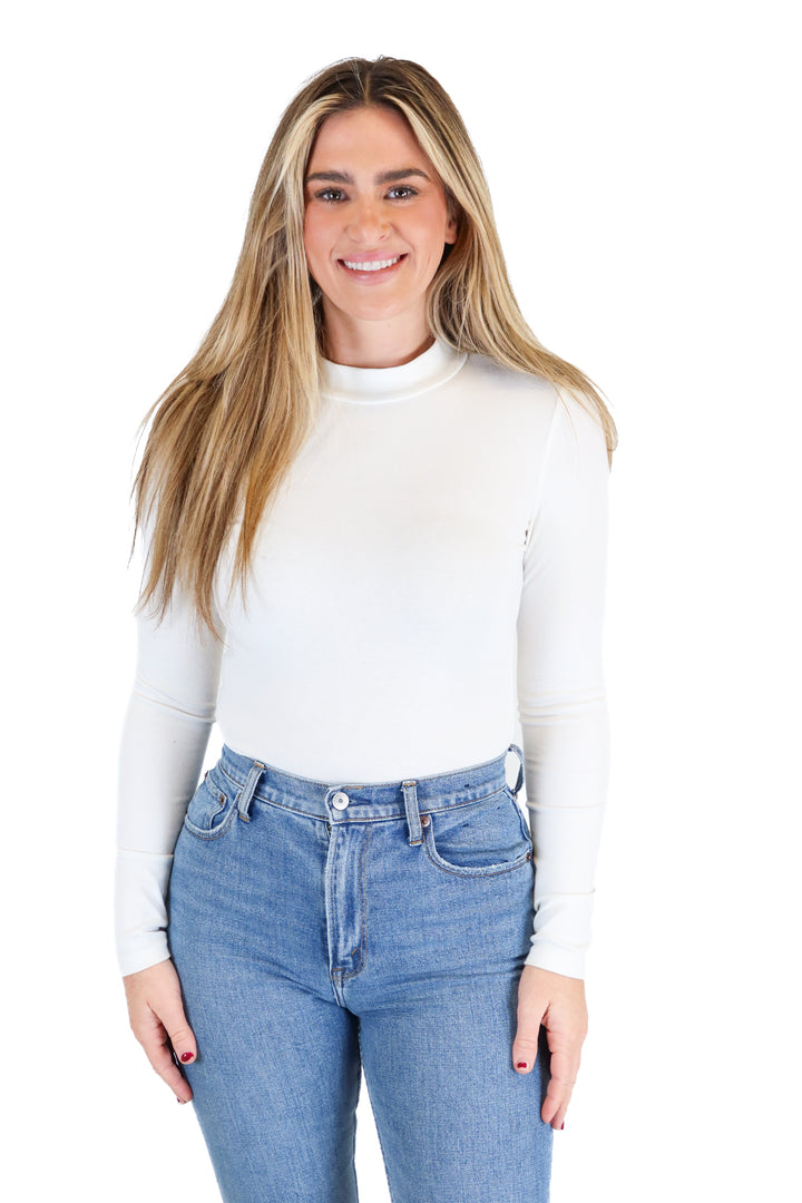 Kittenish White Mock Turtleneck Bodysuit (S)