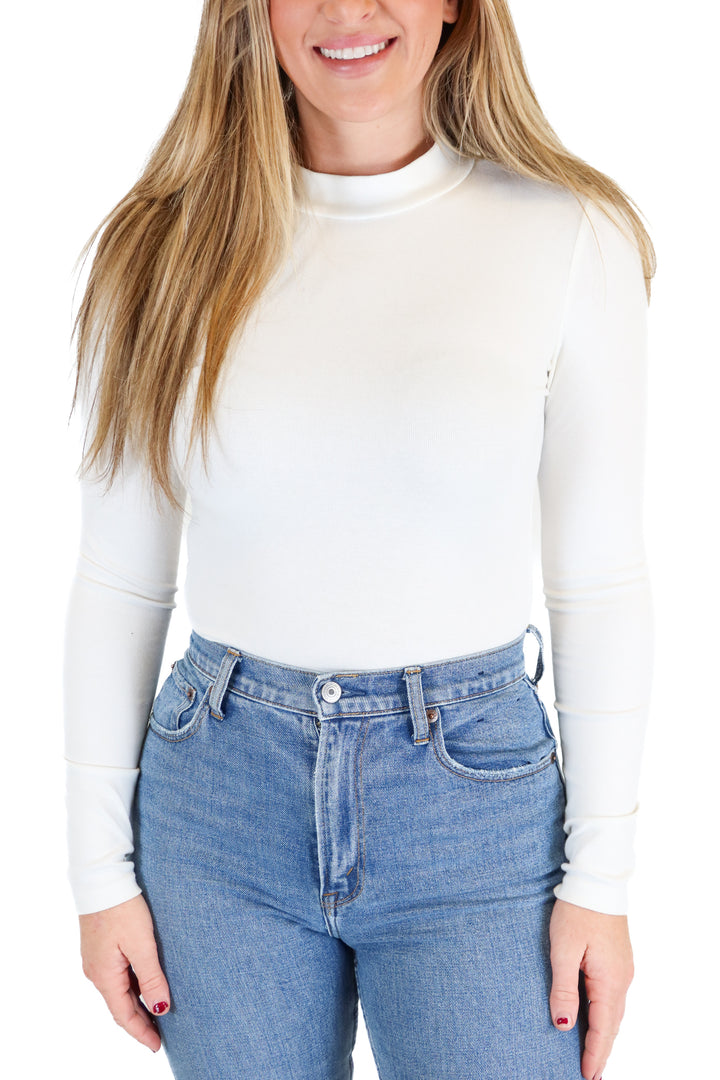 Kittenish White Mock Turtleneck Bodysuit (S)