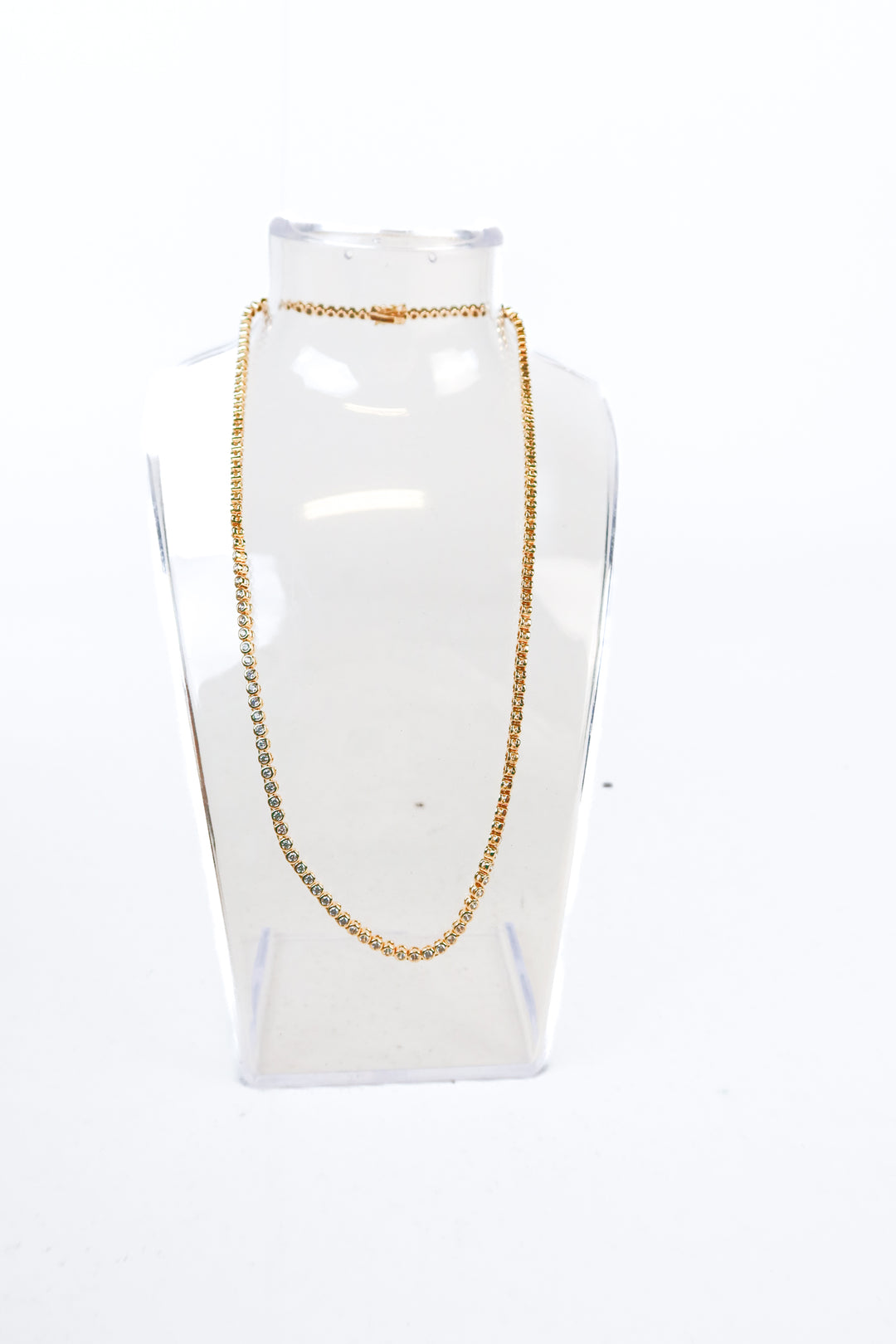 Gold/Crystal Round Stone Tennis Necklace