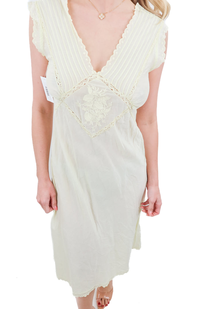 free people intimates yellow eyelet dress (xs; retail $128)