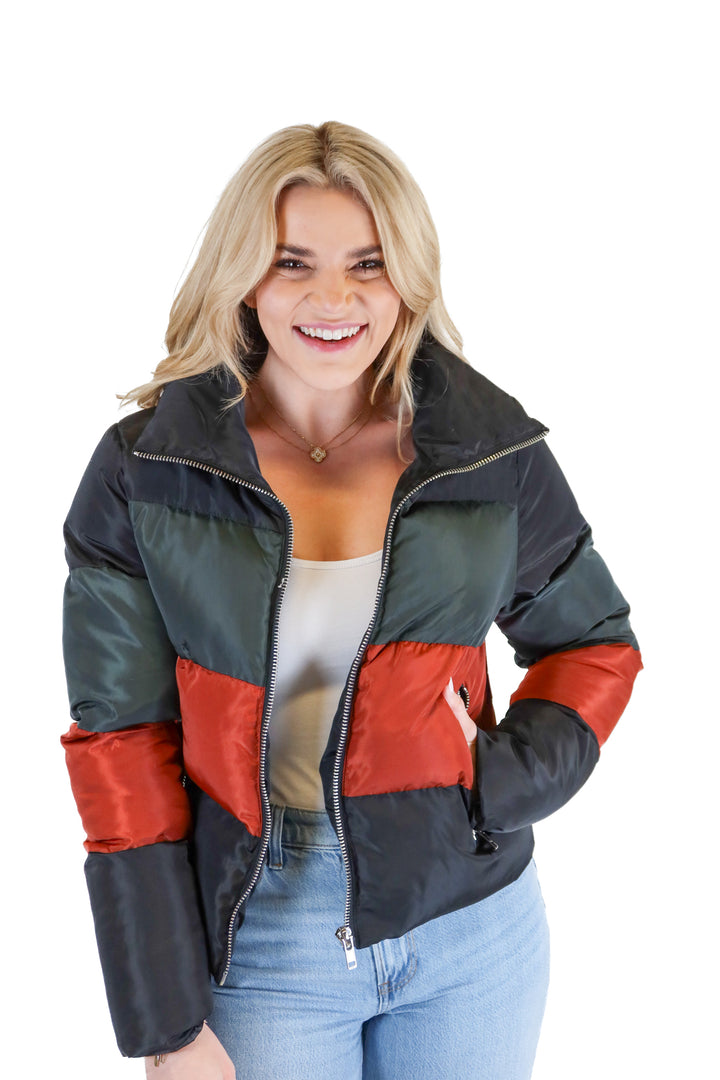 Buddy Love Striped Puffer Coat NWT (S; retail $80)