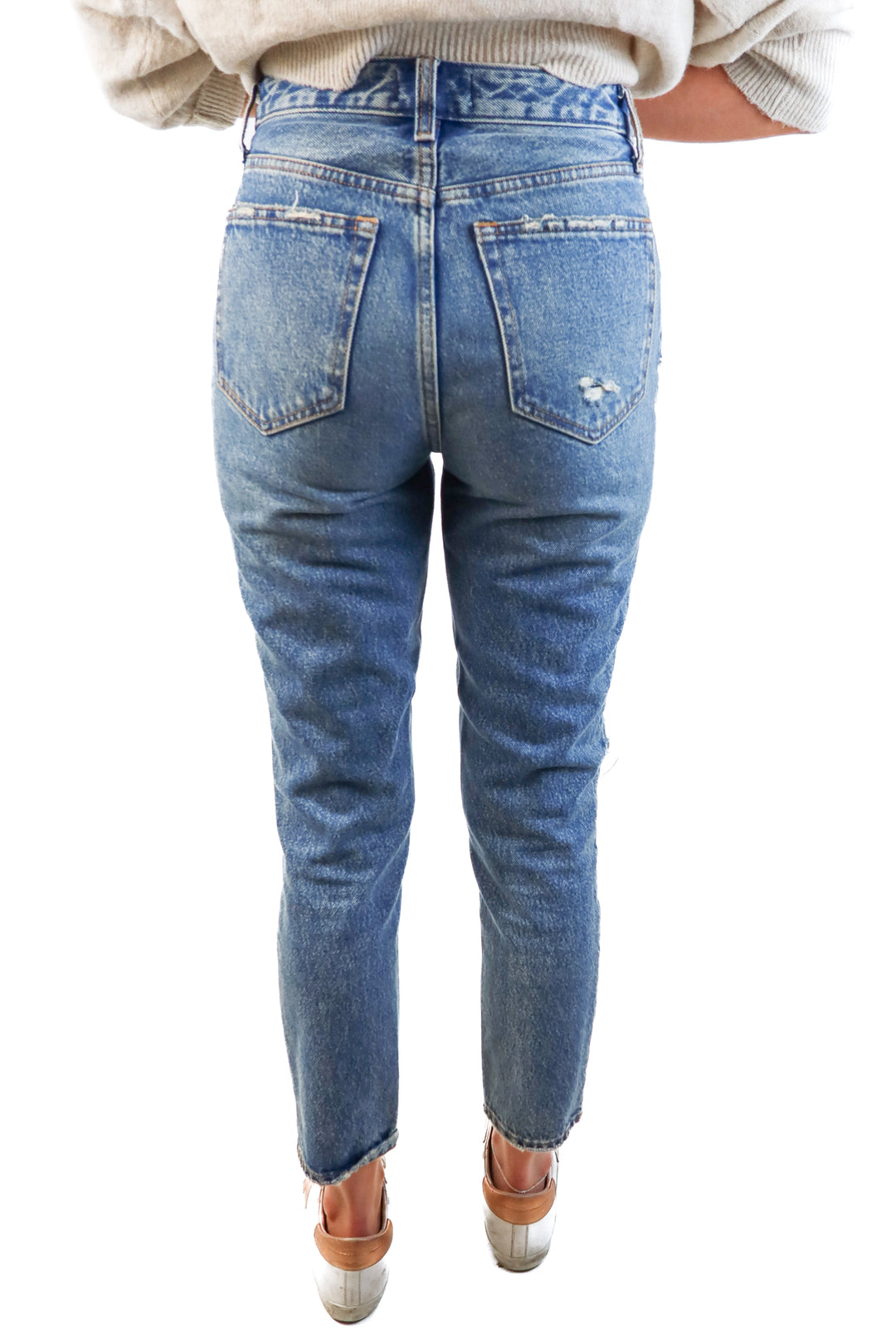 Abercrombie & Fitch light wash distressed mom Jean (25/0r)