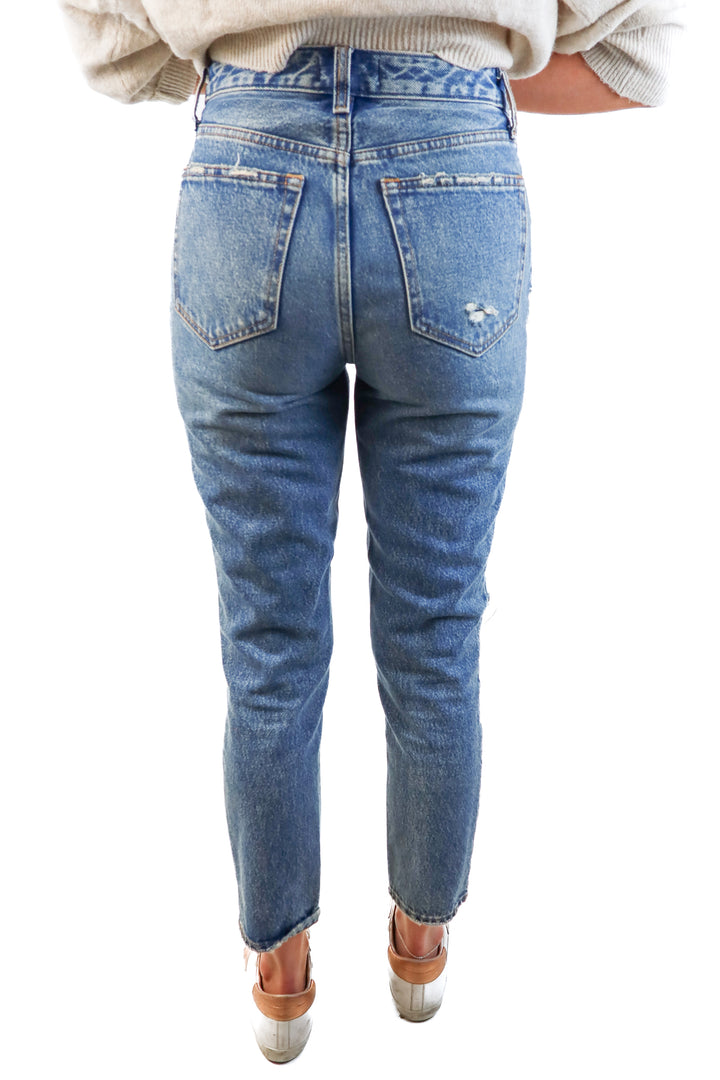 Abercrombie & Fitch light wash distressed mom Jean (25/0r)