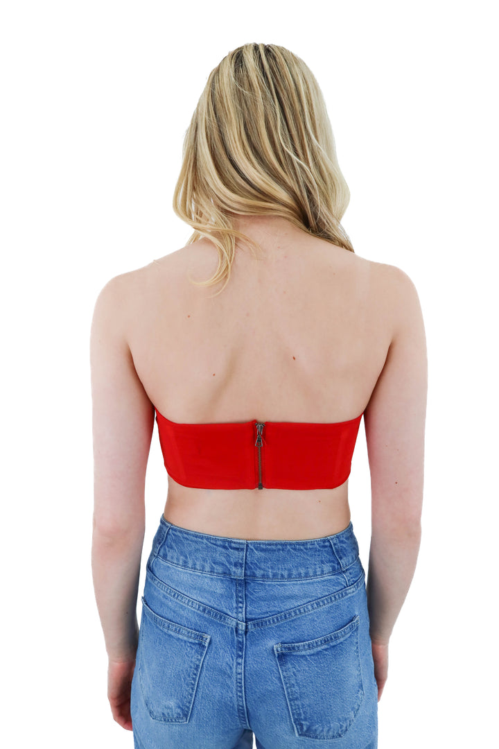 bardot red strapless top (xs)