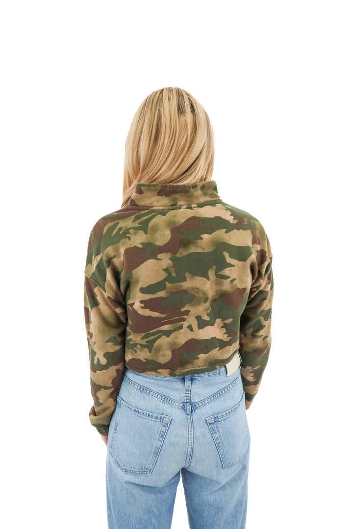 adidas camo cropped quarter zip (s)