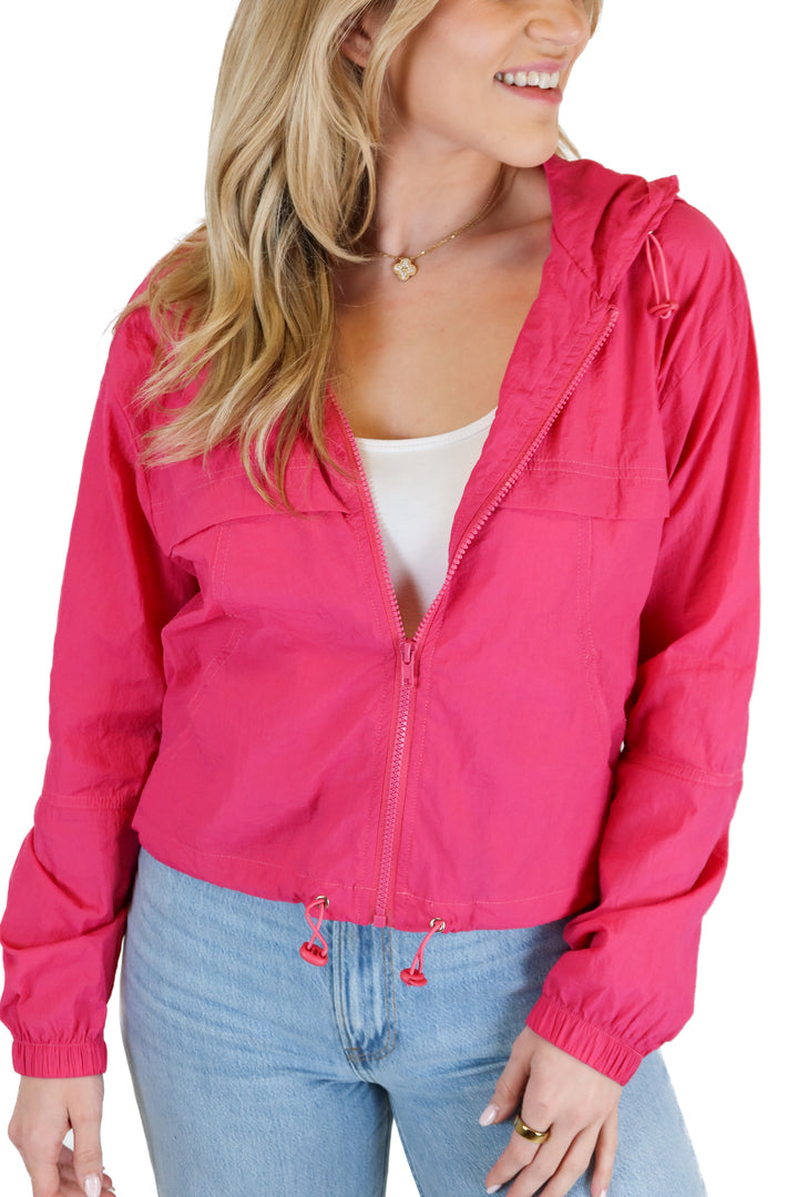 TCEC Hot Pink Hooded Windbreaker Jacket (S)