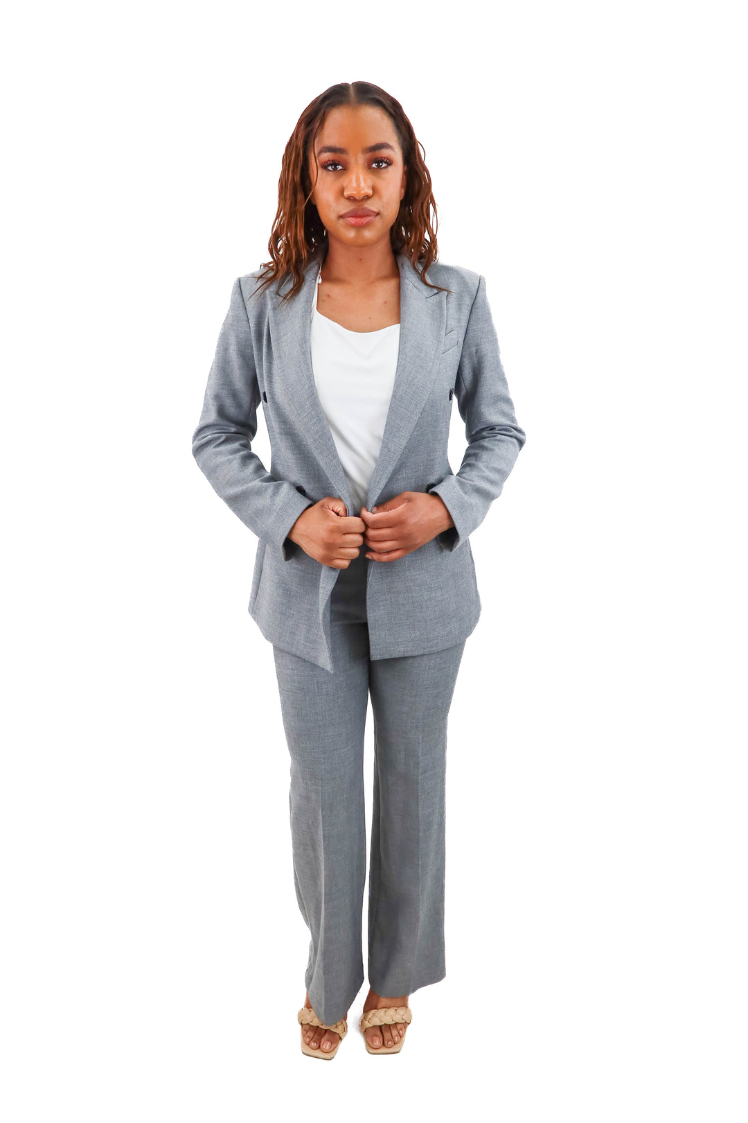 h&m grey blazer and pants set nwt (xs/s)