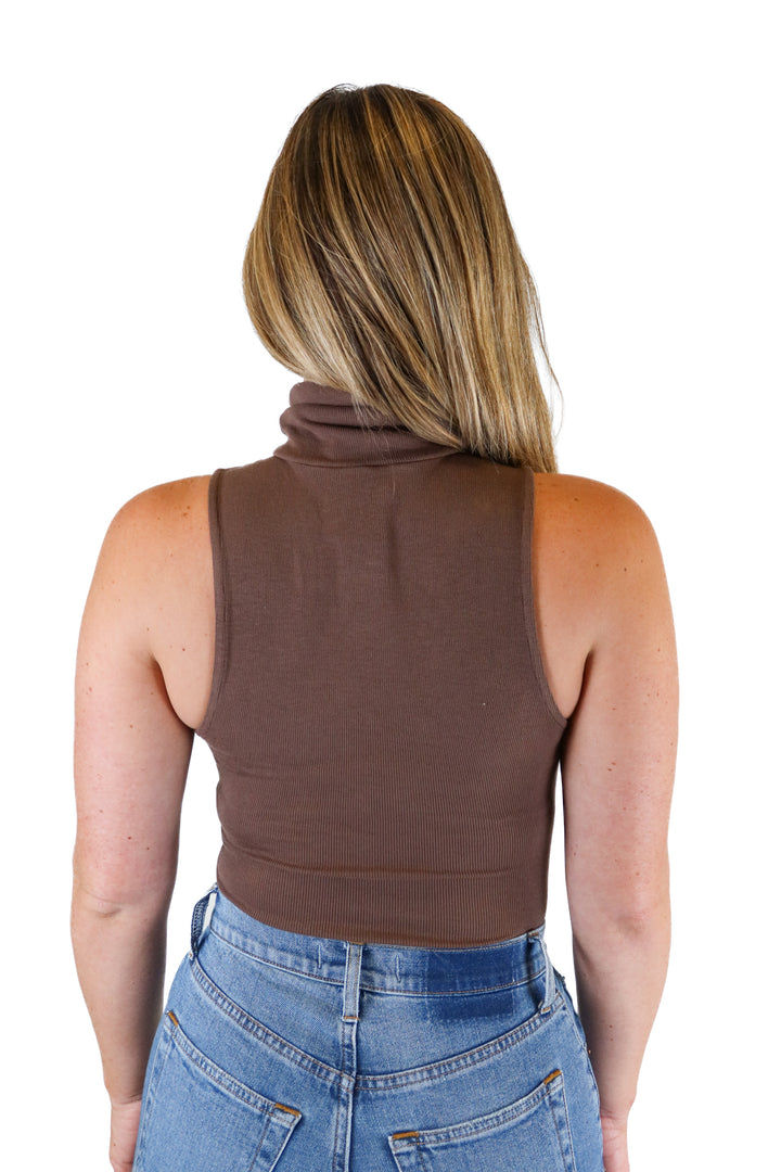 Lovers and Friends Brown Mock Neck Thong Bodysuit (XS)