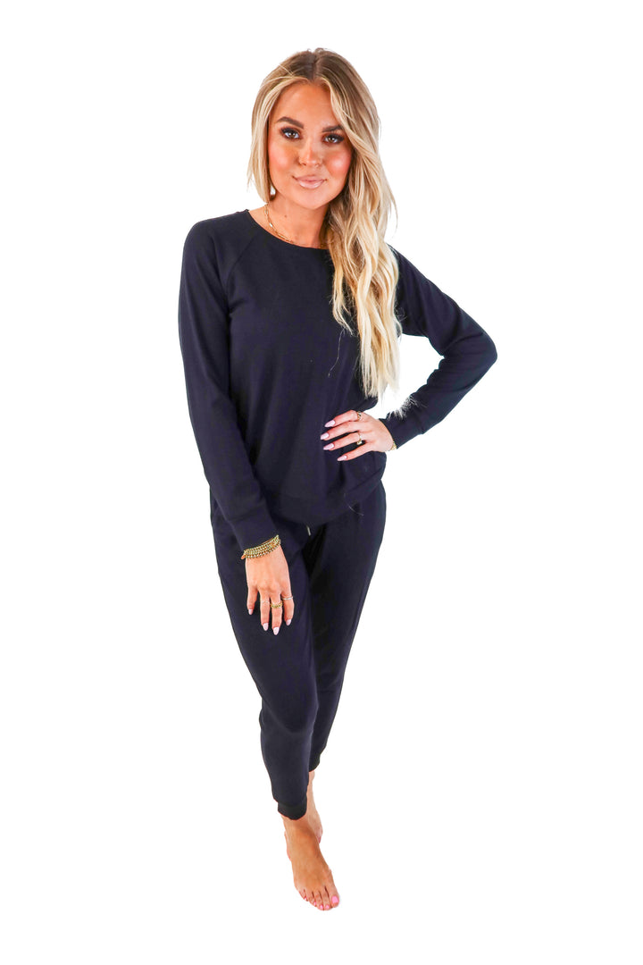 cozy earth black lounge set (xs; retail $195)