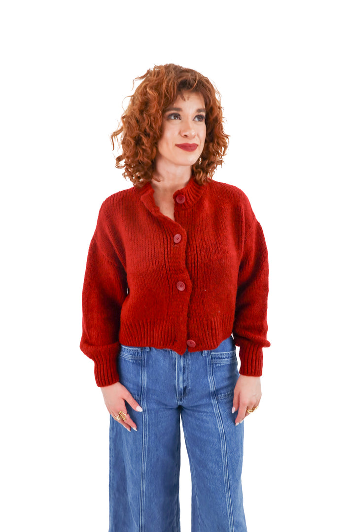 asos deep red cardigan (s)