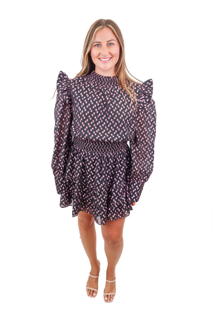 buddy love black/purple smocked dress (L)