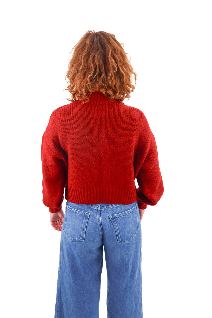 asos deep red cardigan (s)