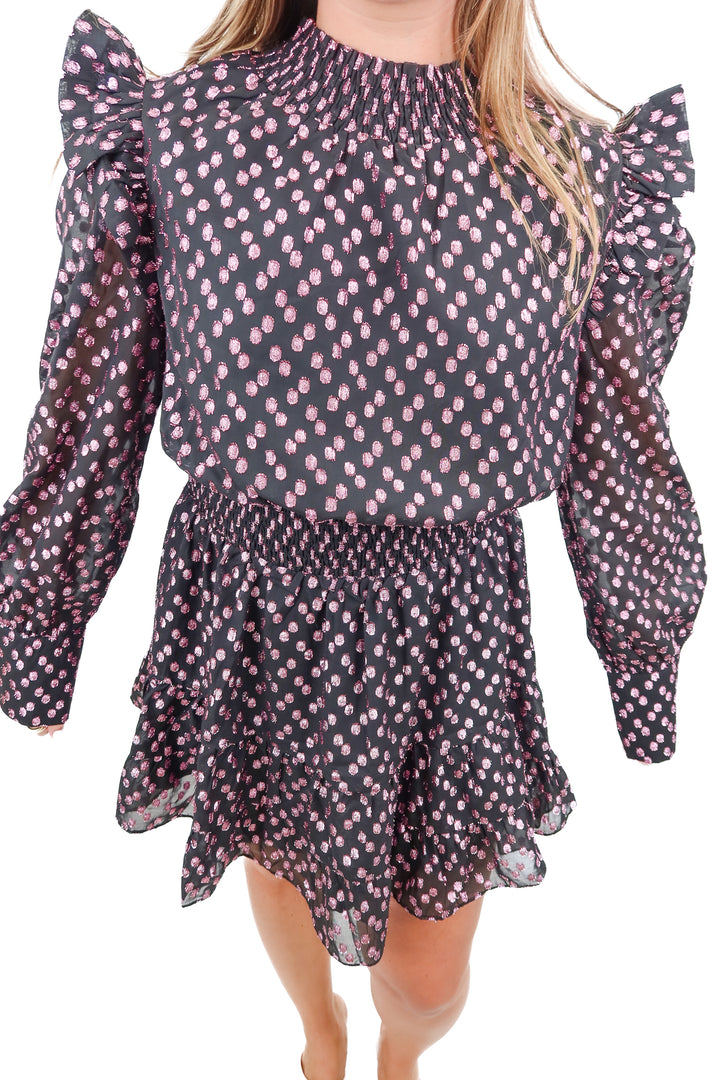buddy love black/purple smocked dress (L)