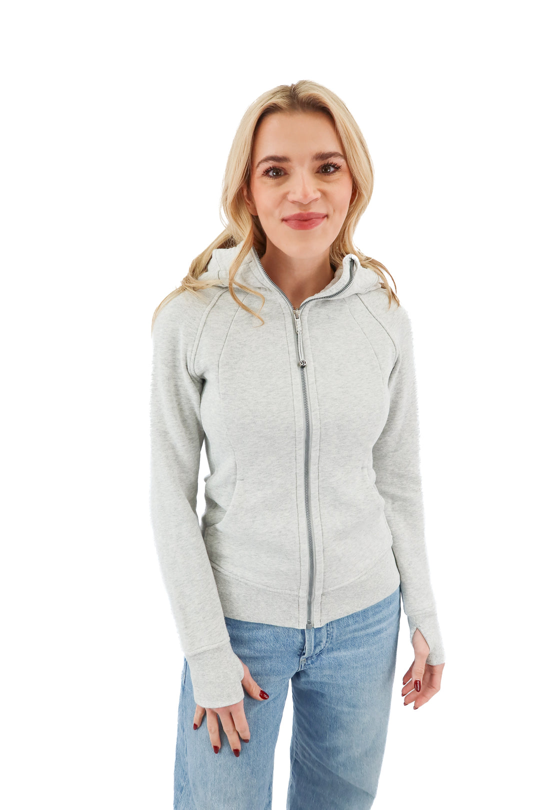 lululemon grey zip up jacket (4; retail $118)