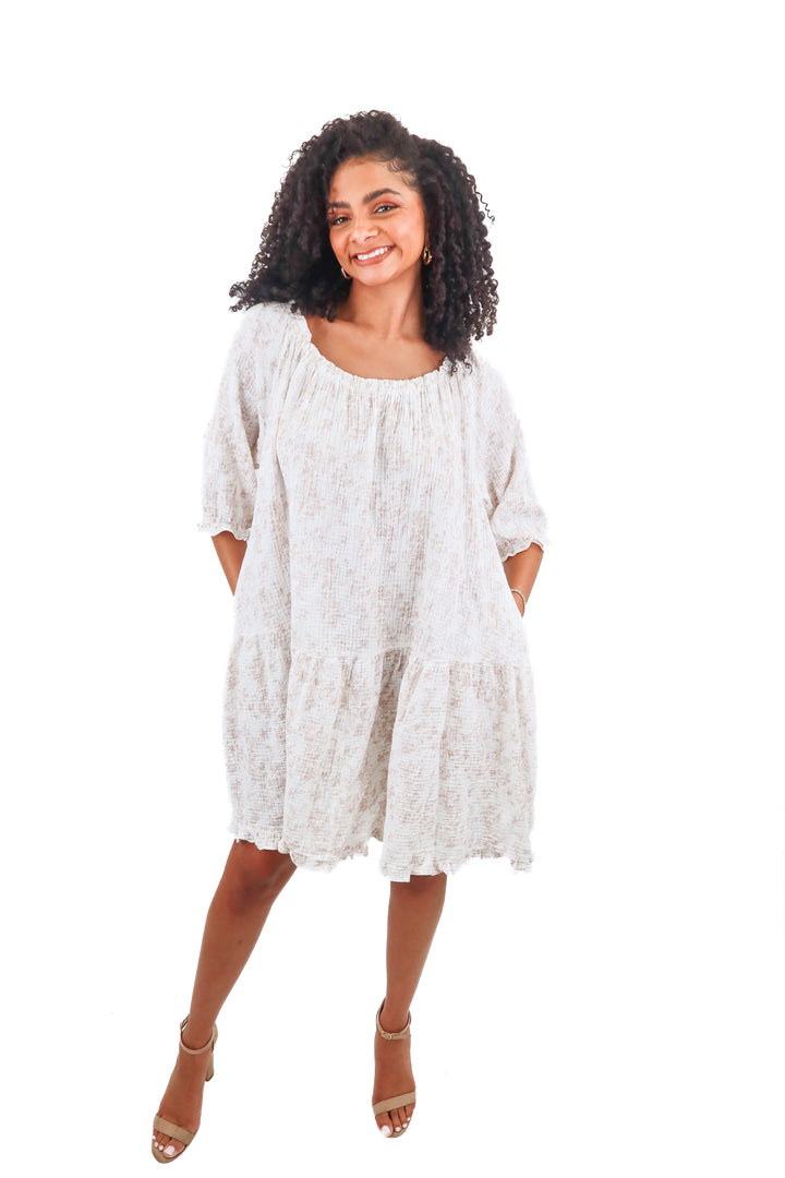 worth collective white/pink swing dress (s; retail $78)