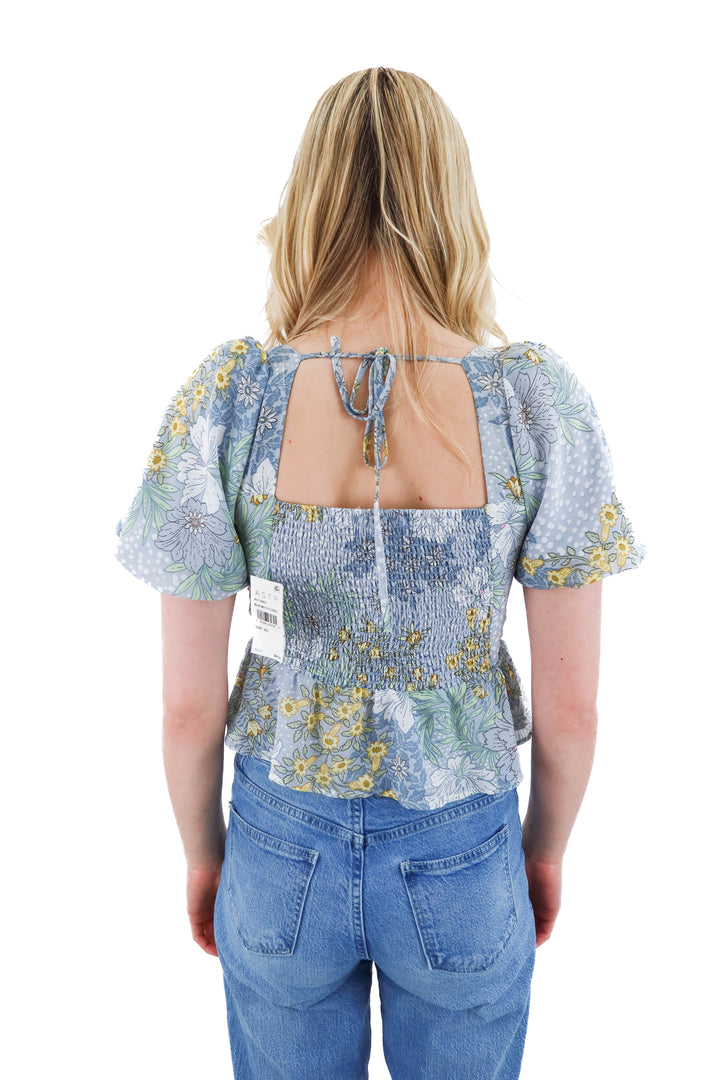 astr the label blue floral top NWT (xs; retail $88)