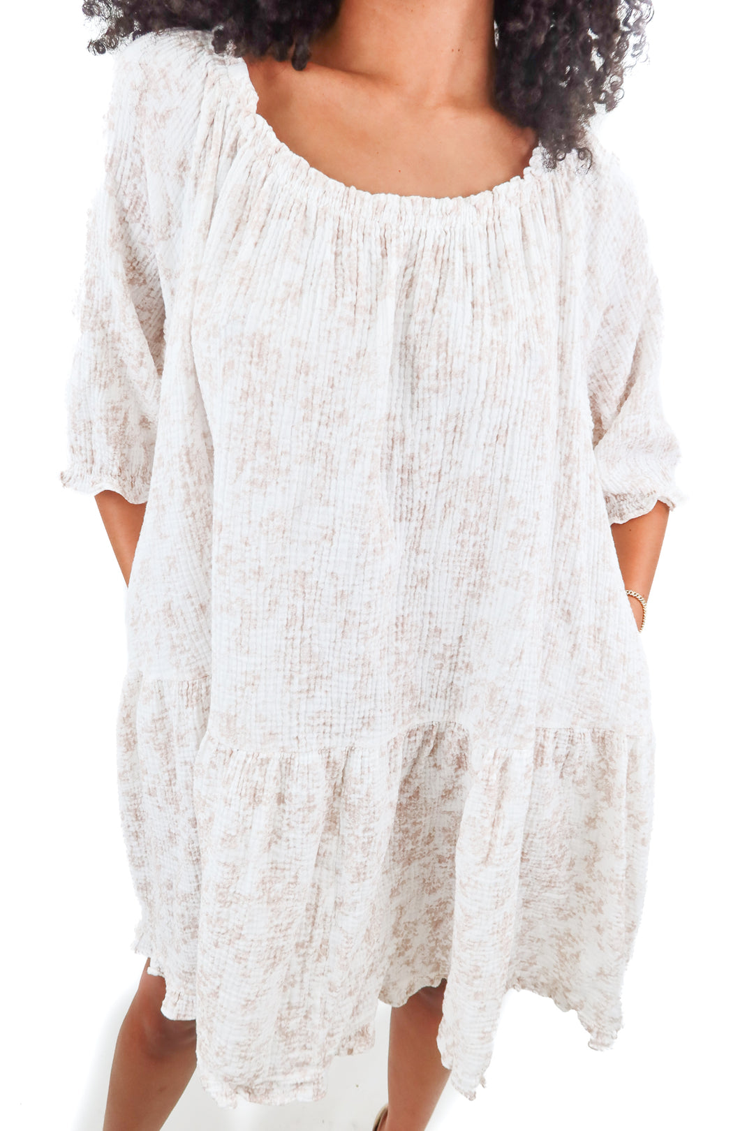 worth collective white/pink swing dress (s; retail $78)