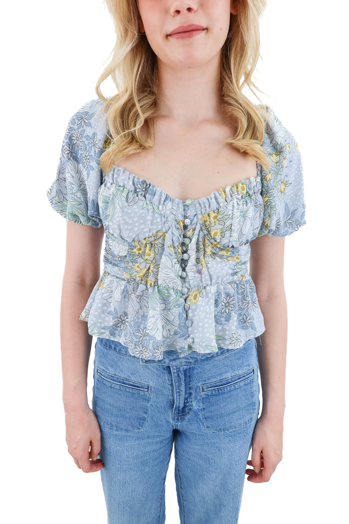 astr the label blue floral top NWT (xs; retail $88)