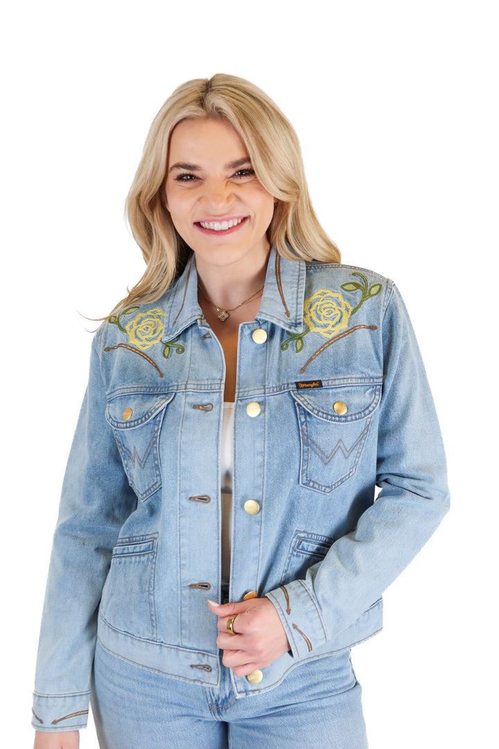 Wrangler Yellow Rose by Kendra Scott Denim Jacket NWT (M; retail $139)
