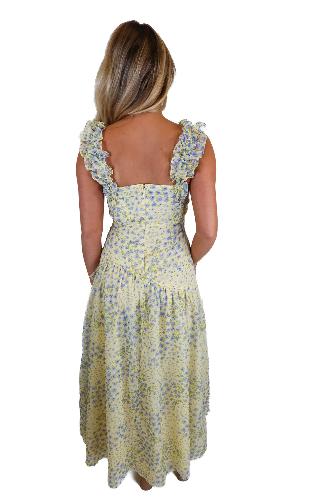 Abercrombie Yellow Floral High-Low Dress (XS)