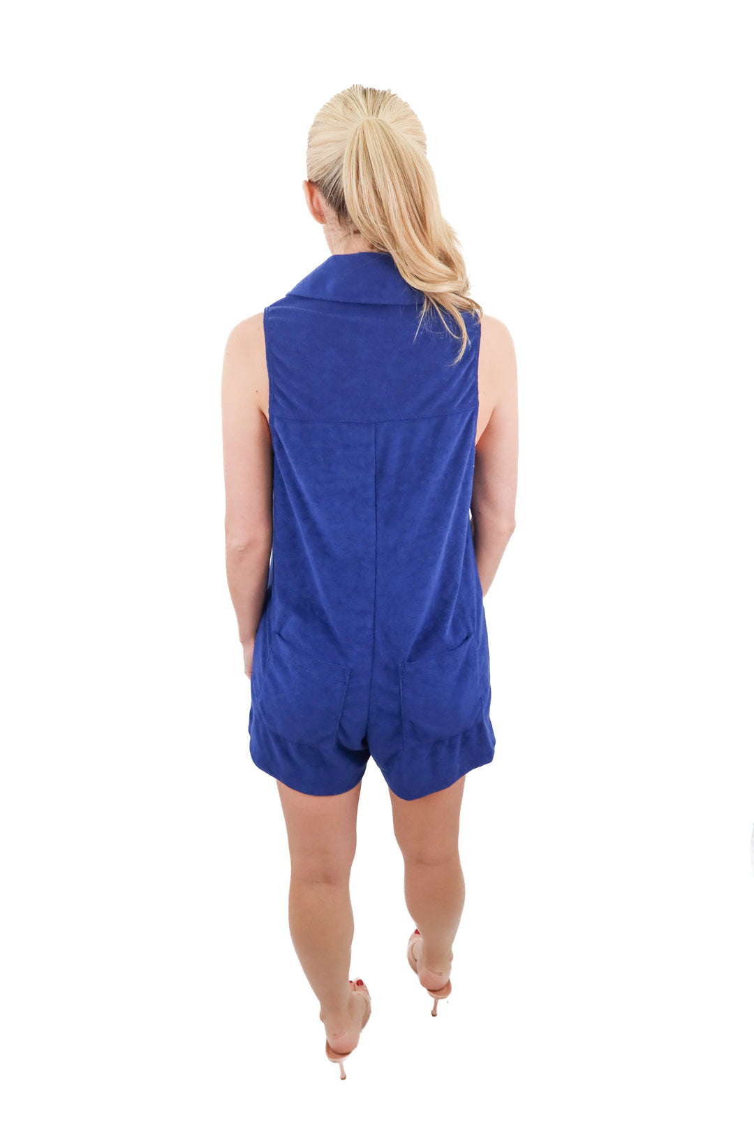 show me your mumu navy terrycloth romper NWT (xs; retail $104)