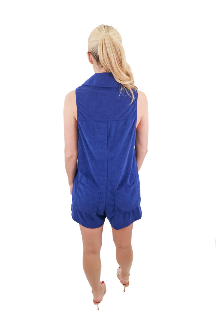 show me your mumu navy terrycloth romper NWT (xs; retail $104)