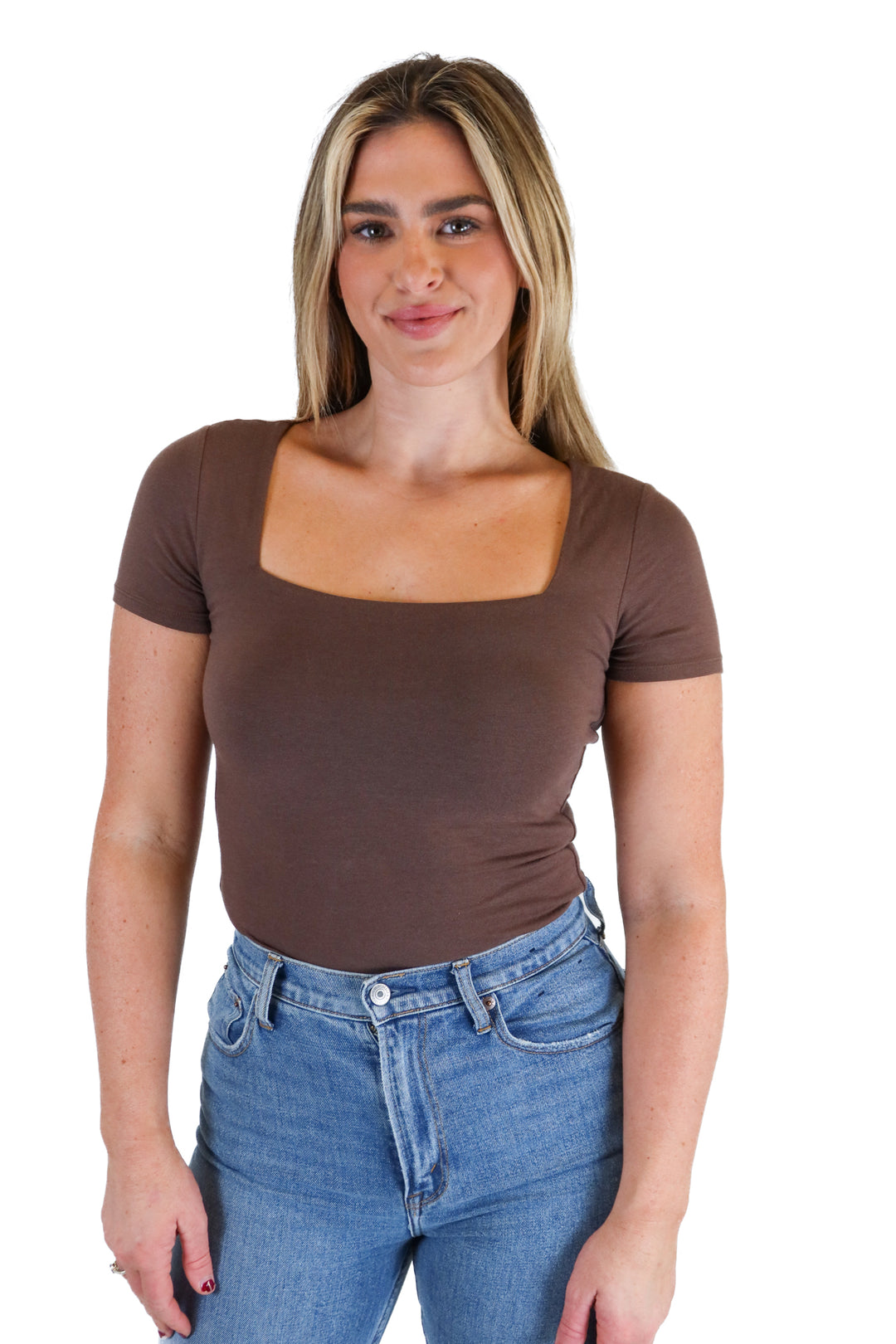 Nuuds Chocolate Square Neck Bodysuit (S)