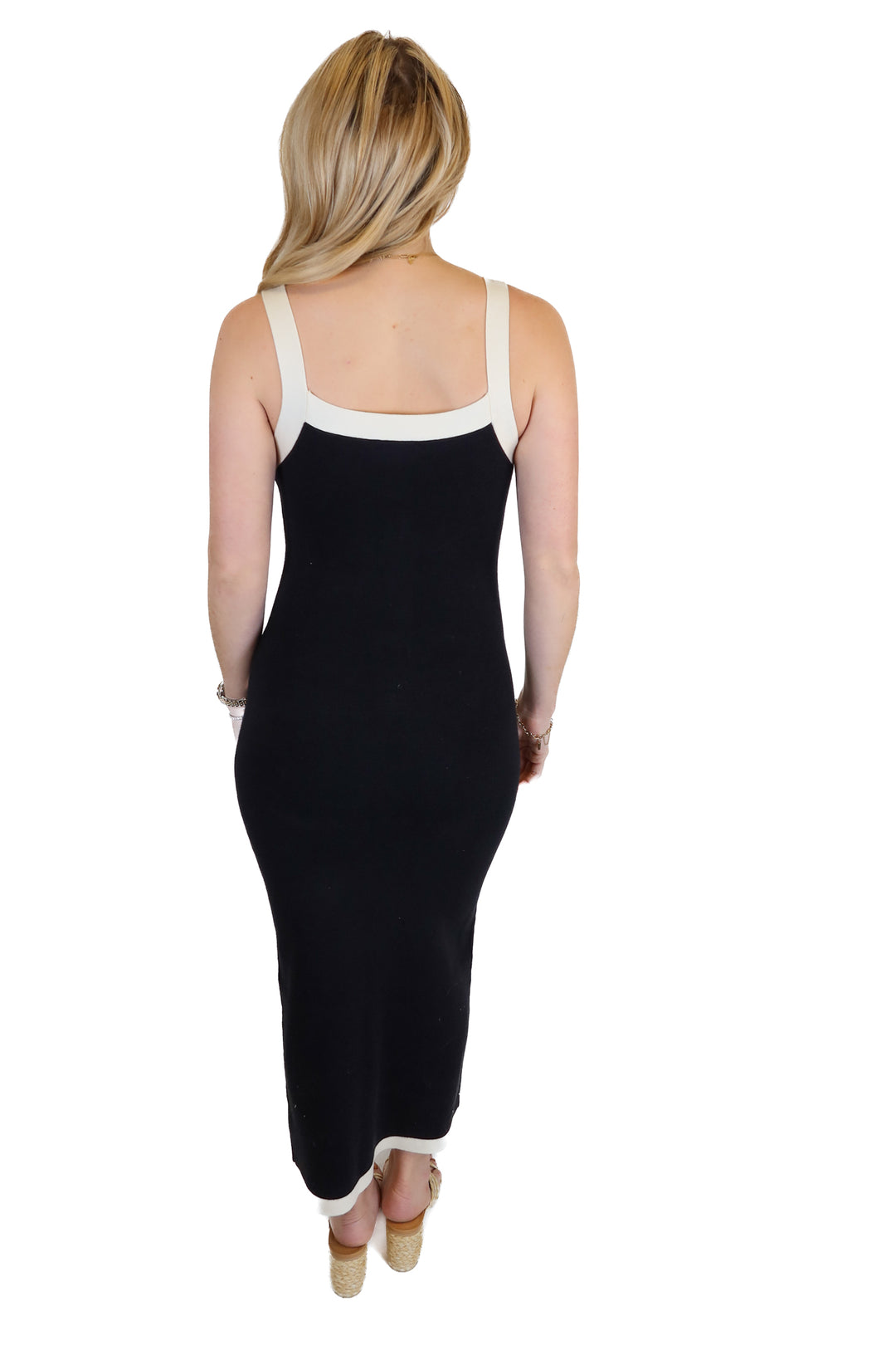 Vici black/white buttoned midi dress (S)