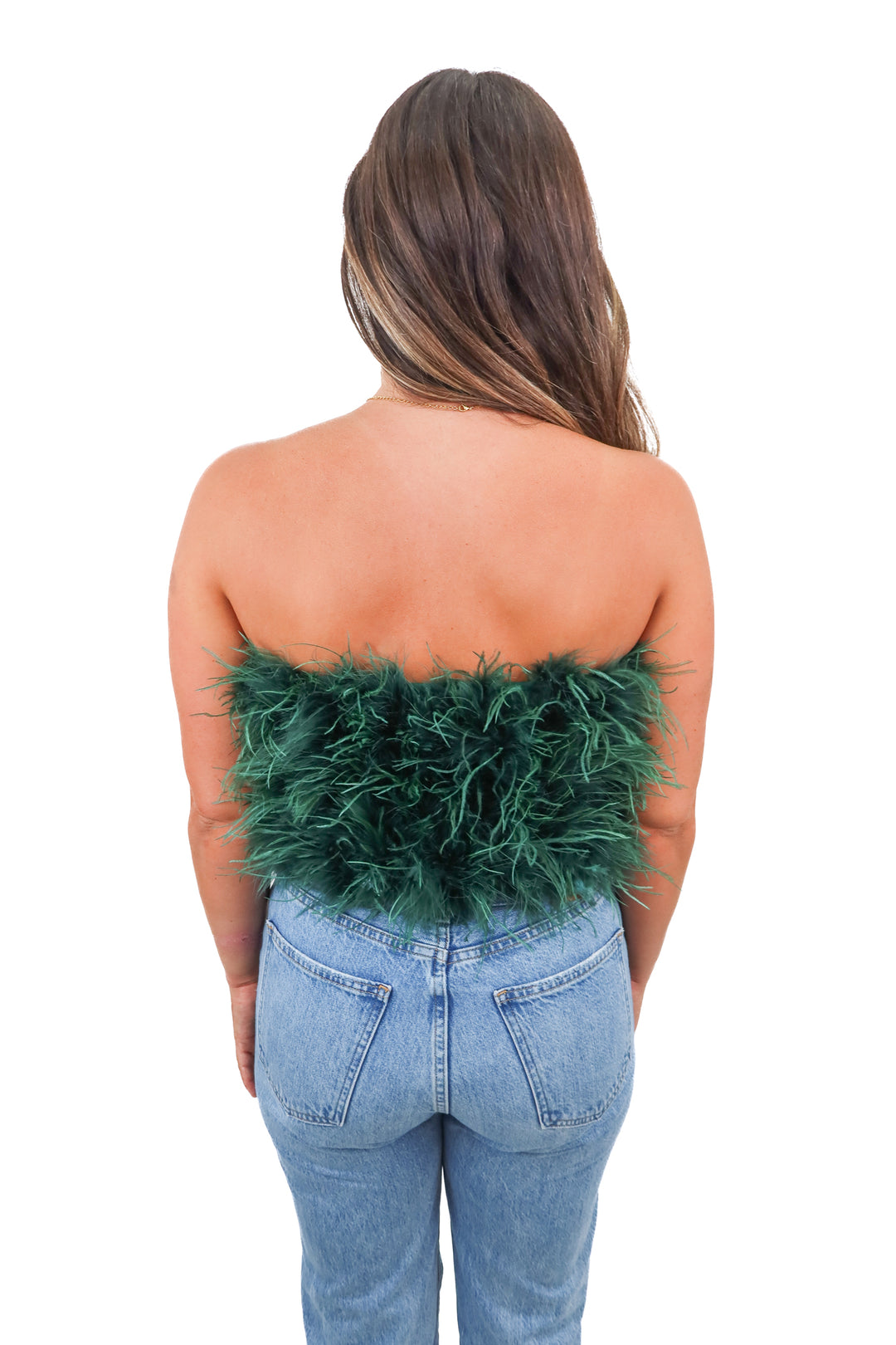 buddy love green feather tube top NWT (L; retail $72)